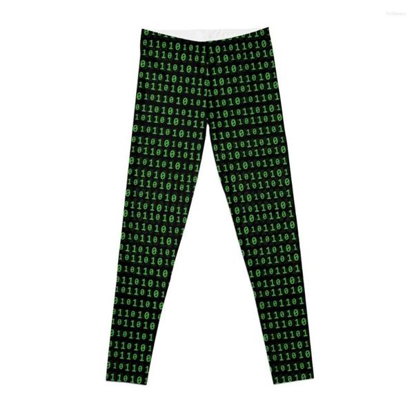 Pantaloni attivi Leggings con motivo codice binario verde Donna sportiva Abbigliamento da palestra attillato per donna