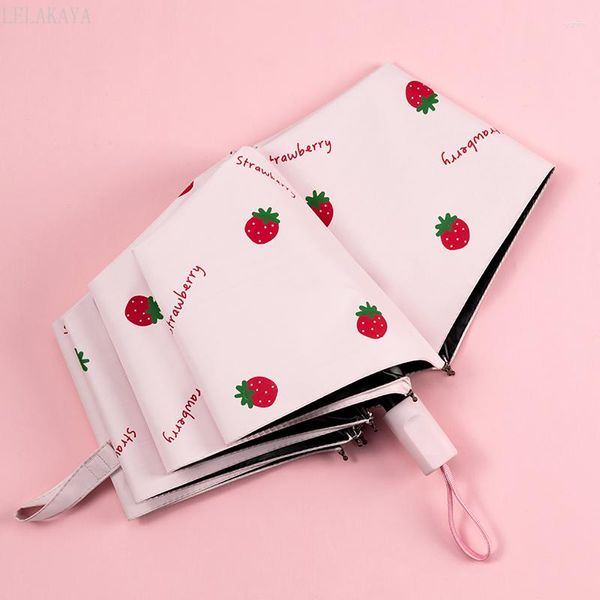 Guarda-chuvas estilo INS Strawberry Fruit Umbrella proteção UV estudantes guarda-sol dobrável ao ar livre meninas guarda-sol automático para mulheres