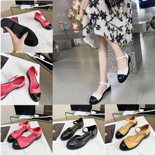 Luxus Designer Casual Damen Designer Sandalen Leder Mode Preppy Mary Jane Damen Lederschuhe Farblich passende Low Heels Partyschuhe Übergröße 35-41 mit Box