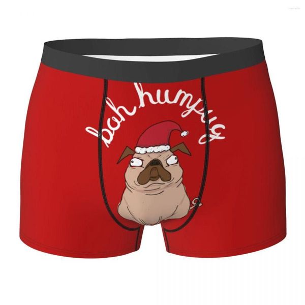 Cuecas Sexy Boxer Bah Humpug Pun Shorts de Natal Calcinhas Cuecas Cuecas Masculinas Suaves Para Homme Plus Size
