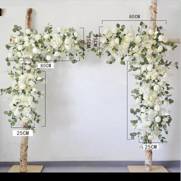 Flores decorativas Fila de flores artificiais para decoração de casamento Arranjo de arco Po Props Fundo floral romântico Decoração ao ar livre