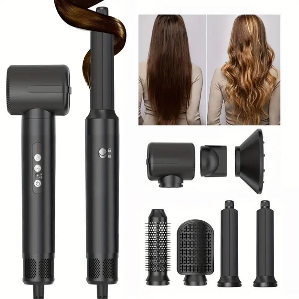 Set di spazzole ad aria calda 7 in 1: asciugacapelli con motore brushless da 11000 giri/min, arricciacapelli, piastra per capelli, pettine: ottieni capelli di qualità da parrucchiere a casa!