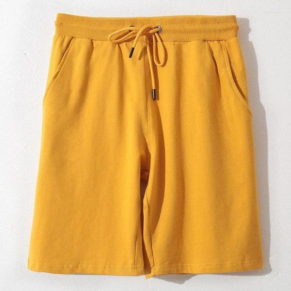 Shorts masculino de algodão cintura com cordão casual solto bermuda curta joggers 4XL 5XL amarelo branco preto