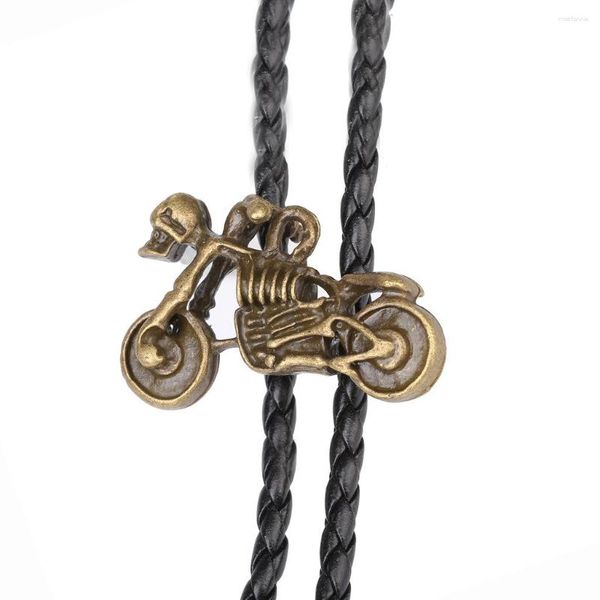 Colares com pingente Motociclista Bolo Gravata Colar Corda Camisa Corrente Colar Couro Metal