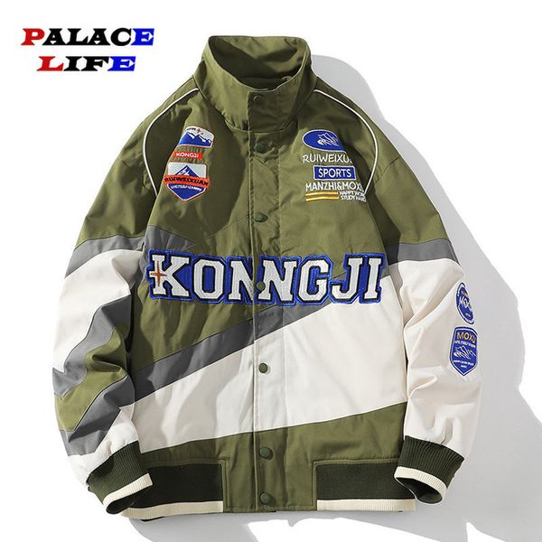 Jaqueta Masculina 9XL High Street Patchwork Letter Embroidery Baseball Jacket Men Heavy Industry Racing Motorcycle Oversize Bomber 230808