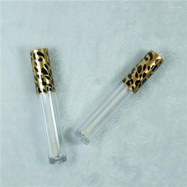 Garrafas de armazenamento Mini Tubos de brilho labial leopardo de 3 ml redondos transparentes vazios Tubo de gloss batom marca própria Cosméticos Embalagem Recipiente