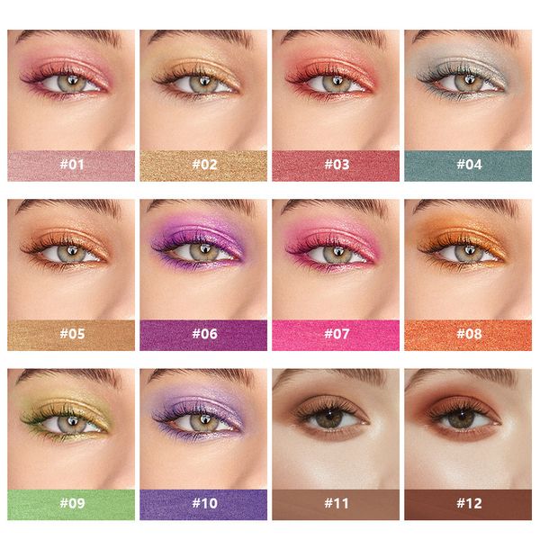 Lidschatten Monochrom Highlight Matte Pearl Glitter Powder 12 Farben Lidschatten Langlebiges wasserfestes Schimmer-Make-up