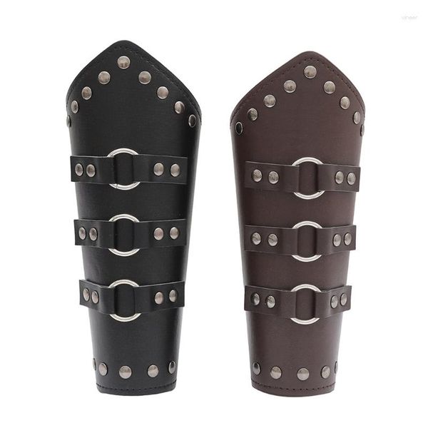 Parmaksız Eldivenler Ortaçağ Geniş Kumbalar Bracers Punk Knight Vintage Knights Bilek Bandı