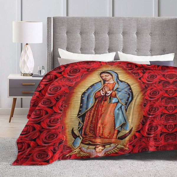 Coperte Coperte cattoliche cristiane Nostra Signora di Guadalupe Vergine Maria messicana Flanella Novità Coperta calda per decorazioni tessili per la casa 230809