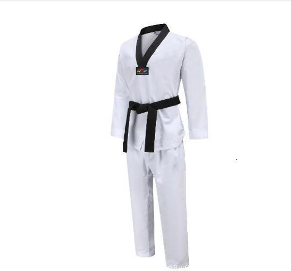 Schutzausrüstung TKD Kostüme Kleidung Weiß Taekwondo Uniformen WTF Karate Judo Dobok Kleidung Kinder Erwachsene Unisex Langarm Gi Uniform 230808