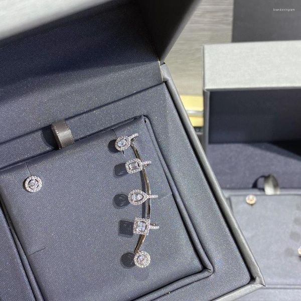 Brincos de marca pura prata esterlina 925 joias para mulheres design de gota de água fino ouro rosa festa de casamento brinco de punho longo