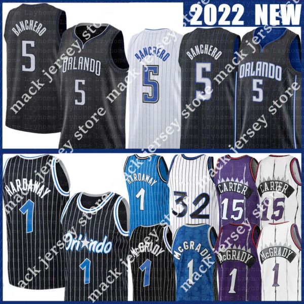 Özel Orlando''magic'''Paolo Banchero Penny Hardaway Basketbol Formaları Tracy McGrady Vince Carter Erkekler Şehir Retro Gömlek Mor Mavi Beyaz 2022 2023