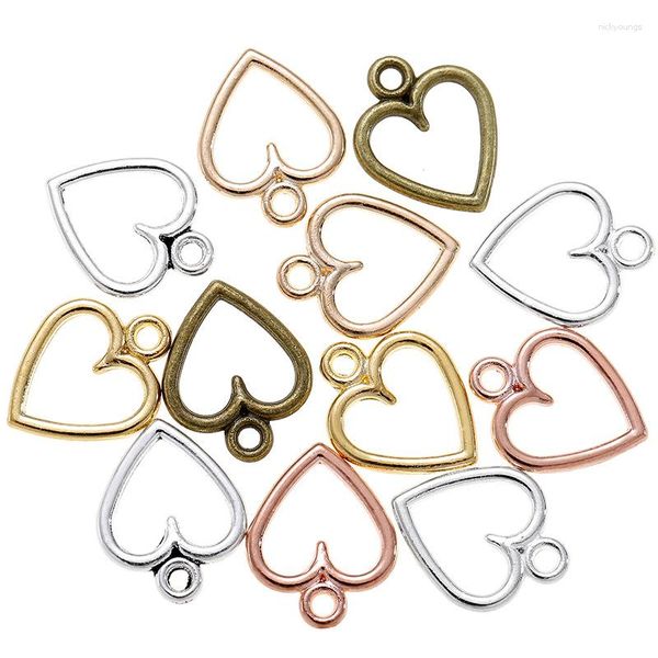 Charms 100 PZ 11 14mm Immagine Colore Hollow Hearts Geometry Ciondolo Lega di metallo Collana fai da te Bracciale Orecchini Marcatura