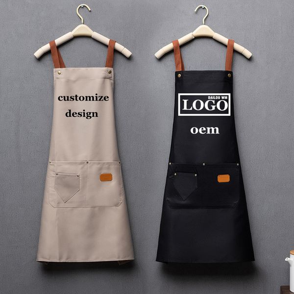 Aventais Aventais personalizados de assinatura de personalidade para homens e mulheres, aventais de cozinha para chef doméstico, roupas de cozimento com bolsos, bolsa de cintura para adultos 230809