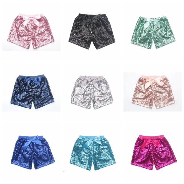 Bebê Lantejoulas Shorts Calças de Verão Meninas Glitter Bling Dance Lantejoulas Traje Glow Bowknot Short Moda Boutique CalçasZZ