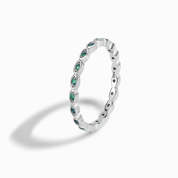 Europeu e americano Vintage S925 prata esterlina platina verde nano pedra joias de prata anel feminino de alta qualidade