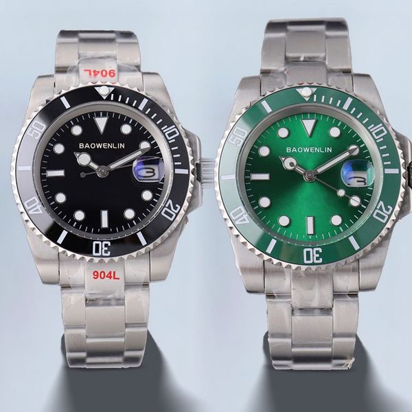 Relógios masculinos Automático mecânico cerâmico efeito luminoso 40mm verde preto azul natação relógio esportivo aço inoxidável Relógio de pulso clássico de alta qualidade para homem