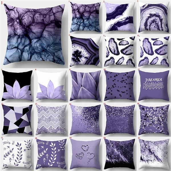 Fodere per cuscini geometrici di colore viola Fodere per cuscini decorativi Fodere per cuscini per divano di casaDecorazione Federe quadrate 45 45cm2215