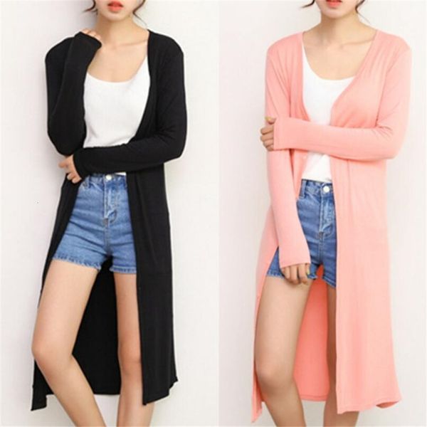 Womens Knits Tees Summer Autumn 12 Colors Women Modal Long Cardigan Feminino Cotton Sweater Cardigans Sleeve Casual Coat Ladies Outerwear 230808