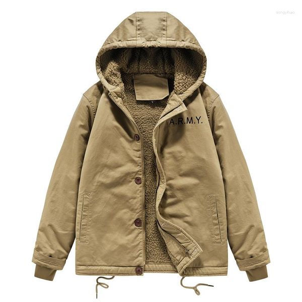 Jaquetas masculinas 2023 jaqueta vintage masculina grossa e quente forro de caxemira parka masculino ao ar livre blusão militar bombardeiro chaqueta hombre M-6XL