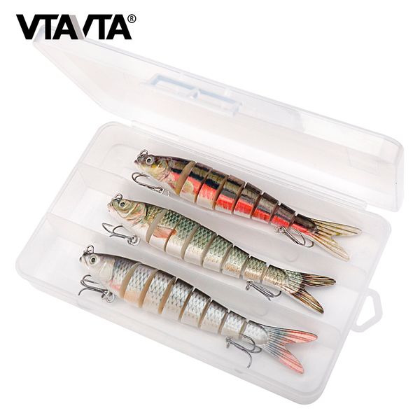 Esche Esche VTAVTA Confezione da 3 pezzi Set da pesca snodato affondante 140mm 27g 8 segmenti Swimbait Crankbait Pike Esca artificiale Wobbler Tackle Kit 230809