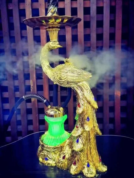 Peacock Elegant Modeling Narghilè Set Insolito Vetro Narghile Accessori per erba da fumo Mousse di lusso Resin Craft Shisha Pipes HKD230809