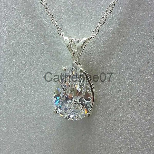 Colares com pingente 1 pçs Colar banhado a prata Senhoras Luxo Moda Estilo Lágrima Vidro Cúbico Diamantes com Ferro Folheado a Cobre Corrente Dupla Cruz J230809