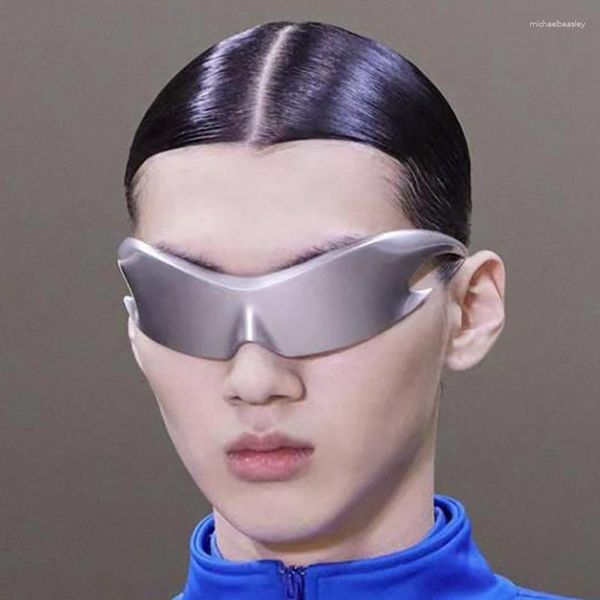 Солнцезащитные очки Sport Punk Y2K Women Уникальные Goggle One Piece Sun очки для мужского серебряного хип -хопа оттенки UV400 мода