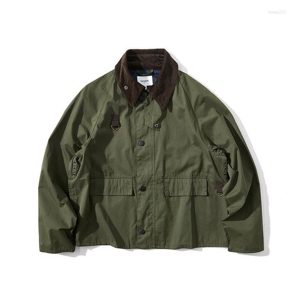 Jaquetas masculinas retrô estilo militar M65 jaqueta masculina perder vários bolsos casaco cargo acampamento ao ar livre veludo cotelê lapela caça