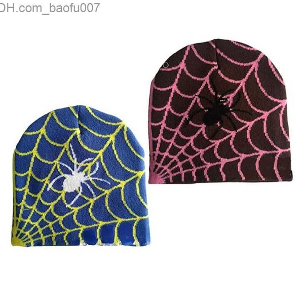 Шапка шапочки/черепа y2k Beanie Spider Web Hat Y2K вязаная шапочка шляпа Черепочка шапоч