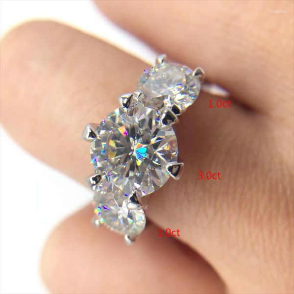 Cluster Rings HTOTOH 5 D Color Moissanite Ring S925 Silver Cute Romantic Engagement Women Fine Jewelry
