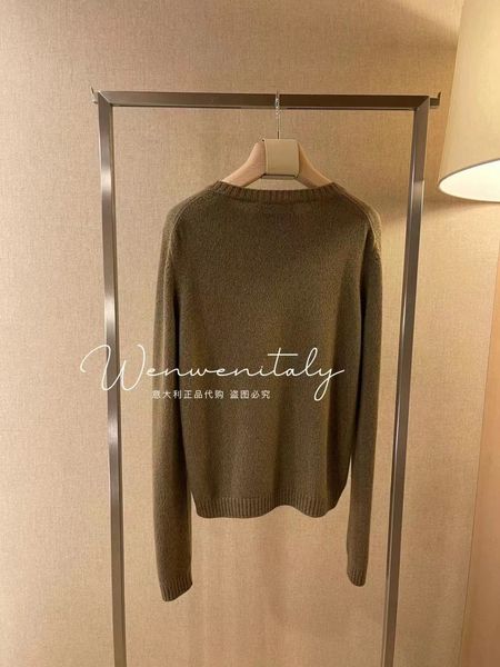 Maglioni Donna Autunno e Inverno loro piana Cashmere Girocollo Maglioni Verde Scuro