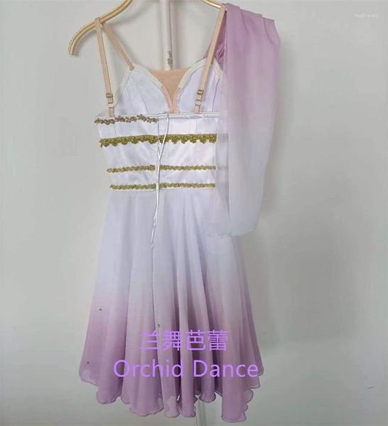 Bühnenkleidung, Design, individuelle Größe, Farbe, für Kinder und Mädchen, zeitgenössisches, lila-weißes, lyrisches Ballettkleid
