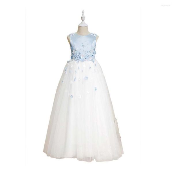 Abiti da ragazza YZYmanualroom Abito a fiori in chiffon per la festa nuziale Prima comunione Abito da sposa piccola Damigella d'onore junior 4-15T