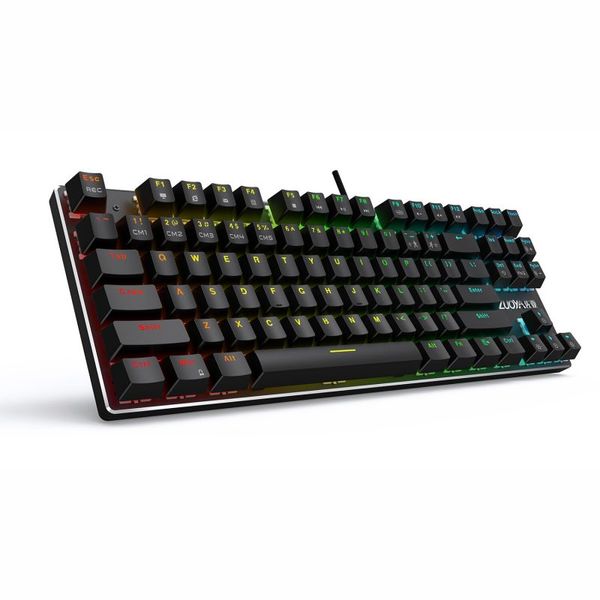 Mechanische Gaming-Tastatur mit 87 Tasten, RGB-Hintergrundbeleuchtung, USB-Kabel, roter Schalter, Anti-Ghosting für Gamer-PC