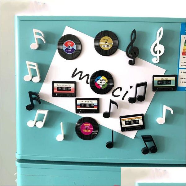 Магниты холодильника 4PCS/ SET Creative Magnet Holrigerator Sticker/ Mite Nostal Cassette Disc 3D Sticker Tip Record Design Decor Decor Dhnri