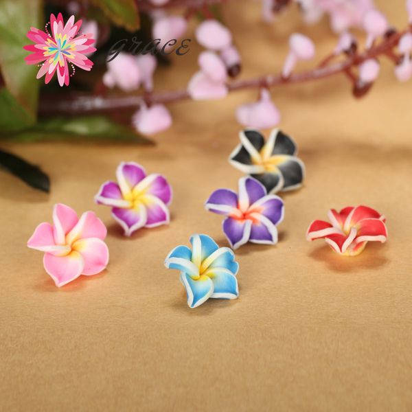 Acrílico Plástico Lucite 100 pçs/lote 15mm Polímero Argila Miniatura Frangipani Plumeria Flor Contas Fornecimento Diy Brinco Pulseira Fazendo Acessórios De Cabelo 230809