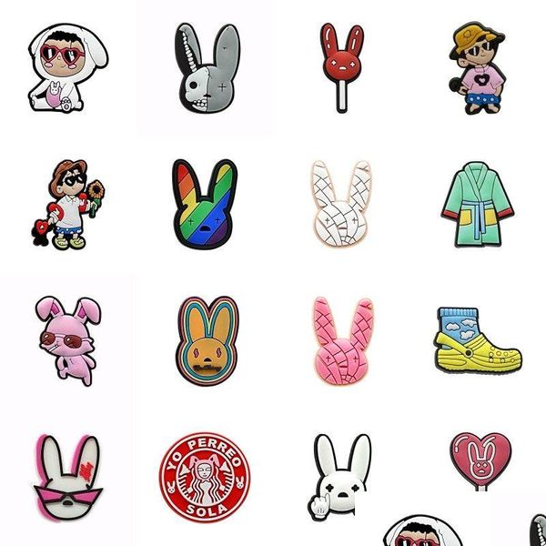 Cannucce Moq 20Pcs Bad Bunny Custom Sile St Toppers Er Charms Buddies Fai da te Decorativo 8Mm Forniture per feste come regalo Drop Delivery Home G