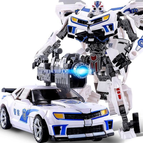 Transformation toys Robots 6699 20CM White Transformation 5 Movie Toys Anime Cool Action Figure Deformation Robot Car Dinosaur Model Kids Boy Gift 230809