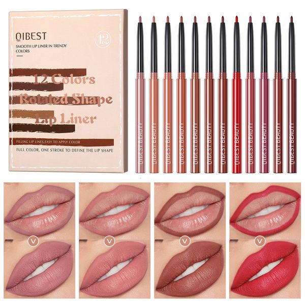 Lippenstift 12-teiliges Lipliner-Stift-Set, matt, nackt, Kontur-Lipliner, wasserfest, langlebig, Stift, Tönung, Kosmetik 230808