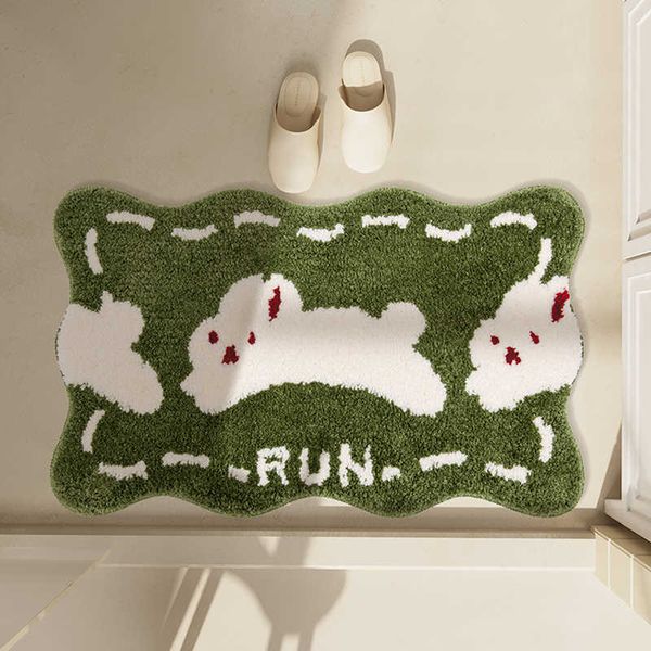 Cartoon Running Rabbit Tufting Tappetino da bagno antiscivolo Tappetino da bagno Forte assorbimento d'acqua Tappeto da bagno ad asciugatura rapida Decorazioni per la casa HKD230809