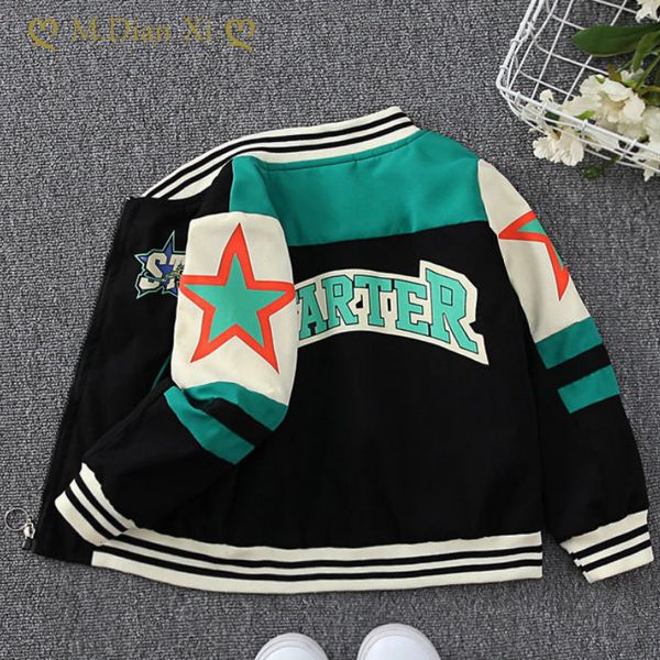 Jacken Mode Baby Boy Baseball Jacke Frühling Herbst Kleinkind Kinder Grün Schwarz Brief Drucken Mantel Sport Outwear Kleidung 2 bis 10 jahre alt 230808