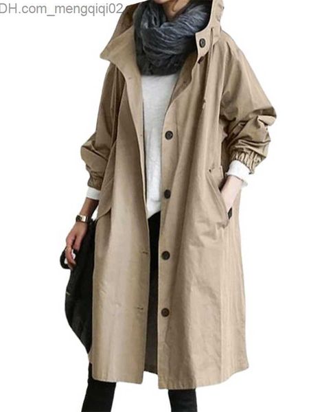 Feminino Down Parkas S-5XL tamanho único casaco feminino botão com chapéu casaco longo casual feminino casaco solto moda outono e inverno Z230809