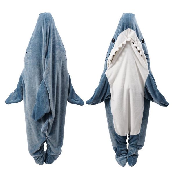 Decken Cartoon Shark Schlafsack Pyjamas Büro Nickerchen Shark Decke Karakal Hochwertige Stoff Meerjungfrau Schal Decke Für Kinder Erwachsene 230809