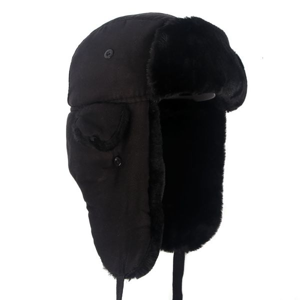 Berretto / Berretto con teschio Cappelli con paraorecchie Ushanka Caldo inverno Bomber nero Cappello da uomo Pelliccia sintetica stile russo gorros de aviador 230809