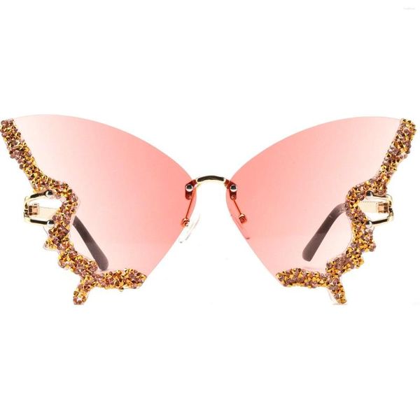 Occhiali da sole donna diamante farfalla per donna protezione UV festa vintage senza montatura strass Bling Eyewear NX