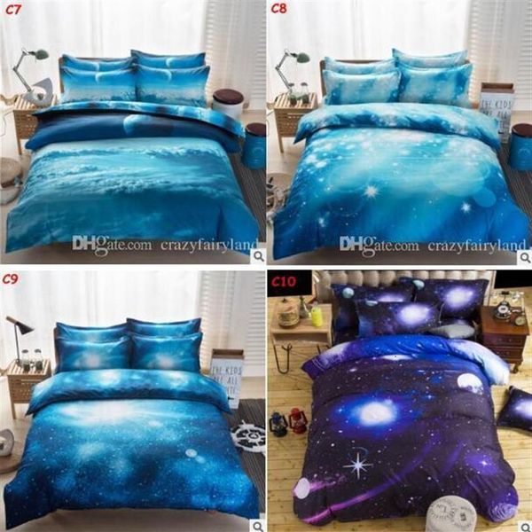 Conjuntos de cama 3D Galaxy Twin Queen 3pcs 4pcs Capa de edredom Conjunto de capa de almofada Conjunto de capa de almofada Universo Espaço exterior com tema Roupa de cama de Natal Gif346D