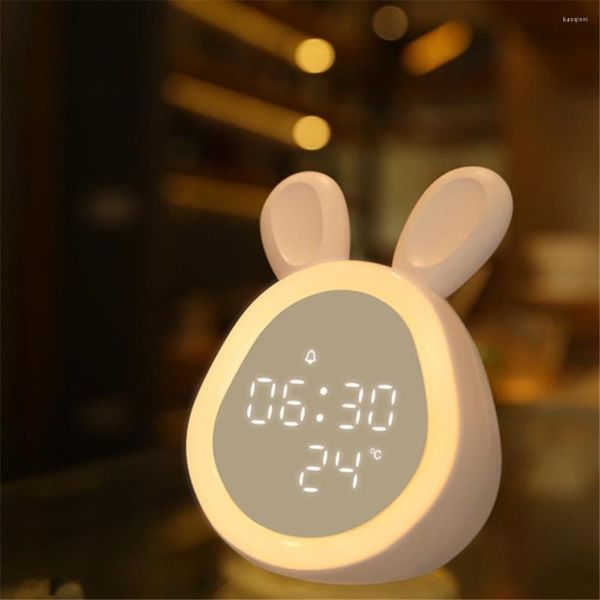 Orologi da tavolo Cartoon LED Sveglia digitale Display elettronico Controllo del suono Lampada da notte Scrivania Ricaricabile Musica Voce