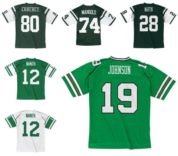 ED Football Jersey 12 Joe Namath 19 Keyshawn Johnson 80 Wayne Chrebet 28 Curtis Martin 74 Nick Mangold Mitchell Ness retro Rugby