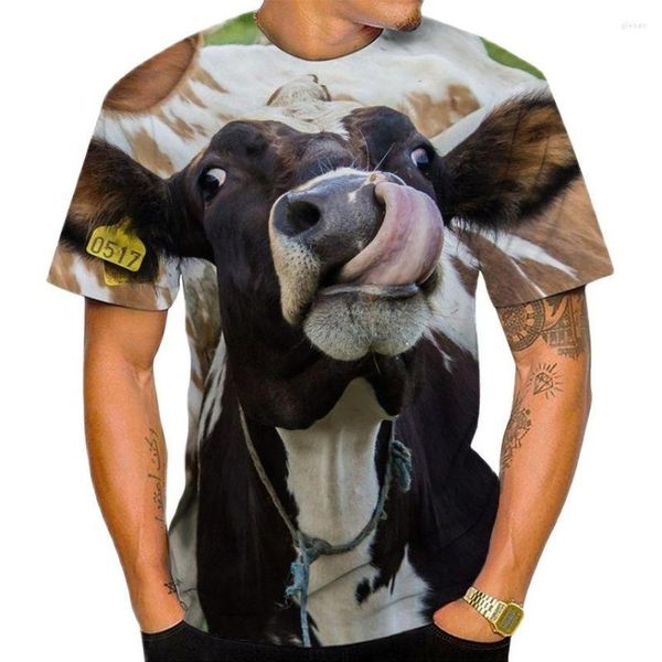 Herren T-Shirts 2023 3D-Druck T-Shirt Männer und Frauen kurzärmeliges Kuhmuster Lässige Mode Top Lustiges Hemd für den Sommer XXS-6XL